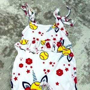 Softball Baby Girl Romper